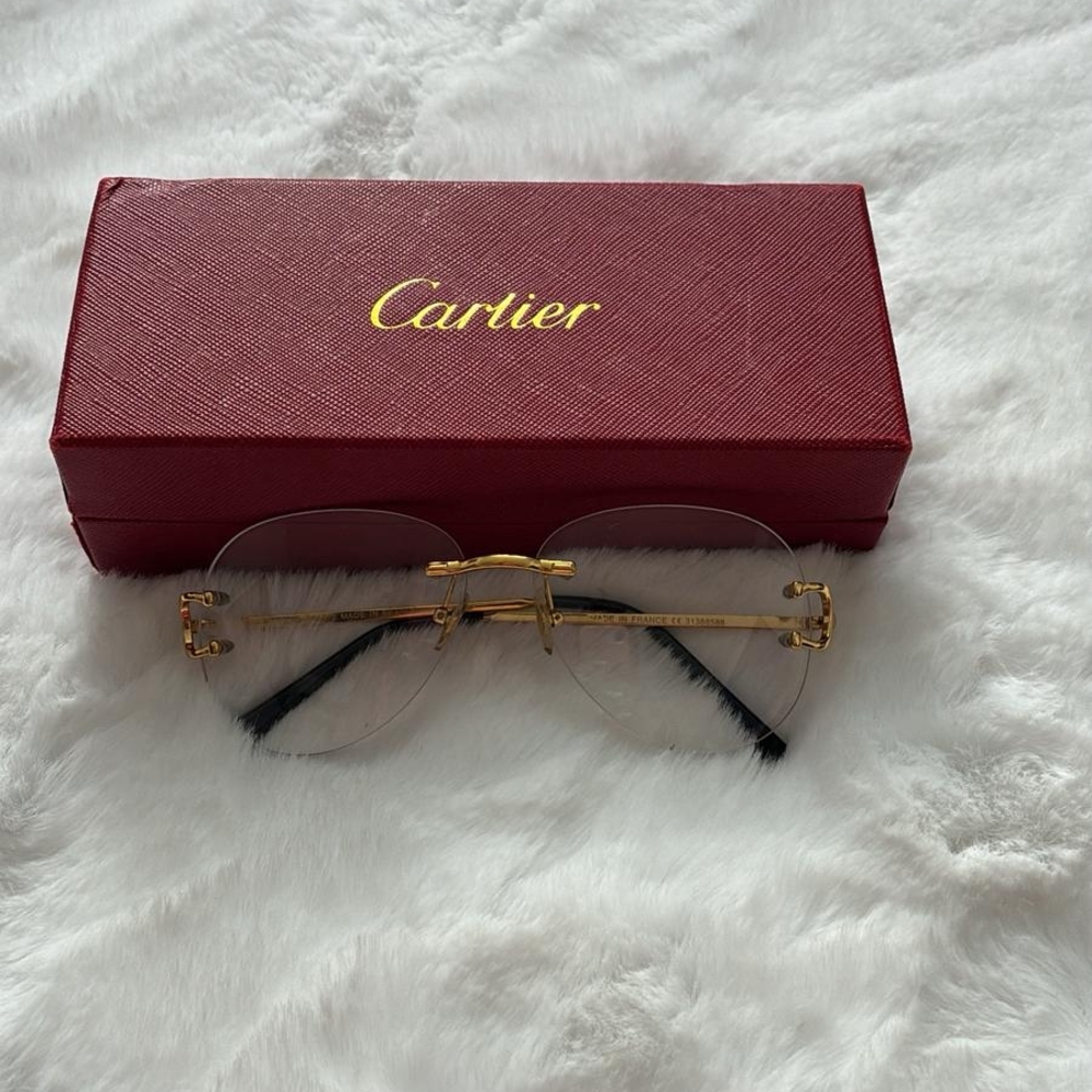 Cartier Gold and Black Rimless Glasses with Elegant Design